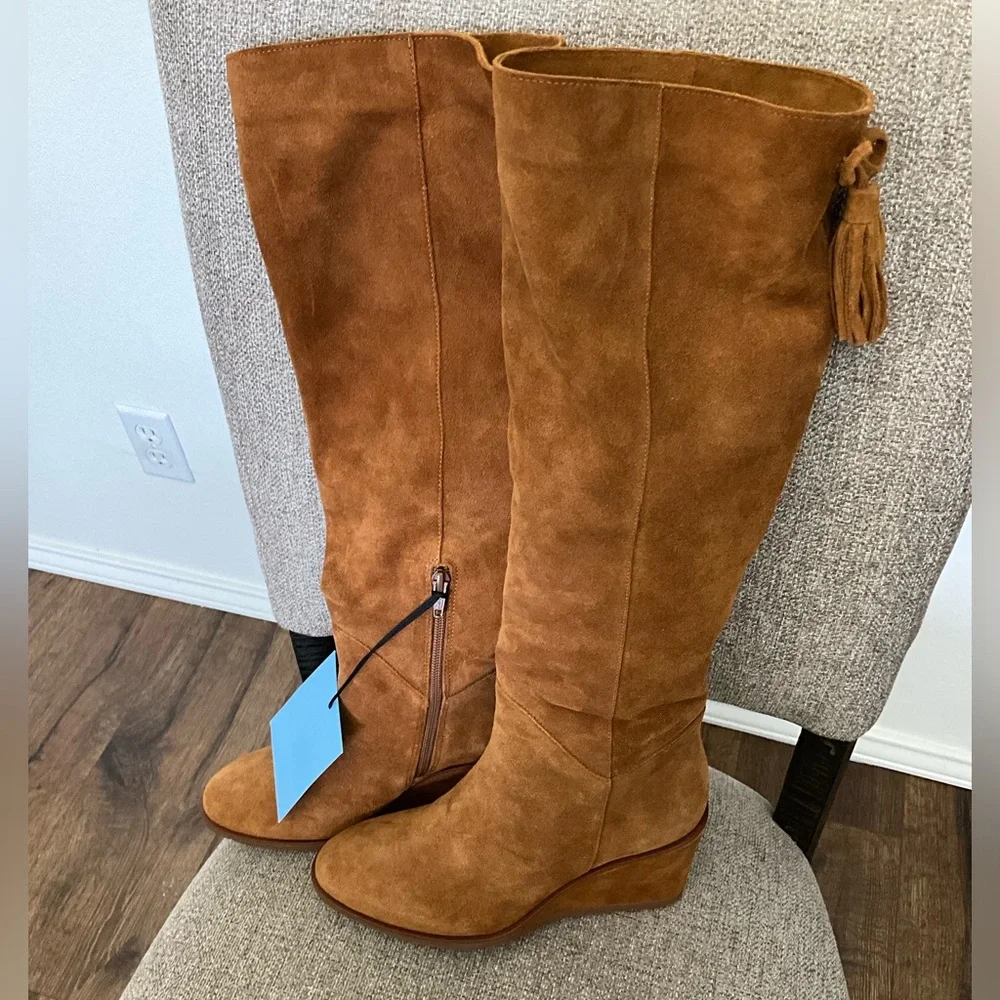 ANTONIO MELANI Over-the-Knee Suede Boot in Cognac Brown